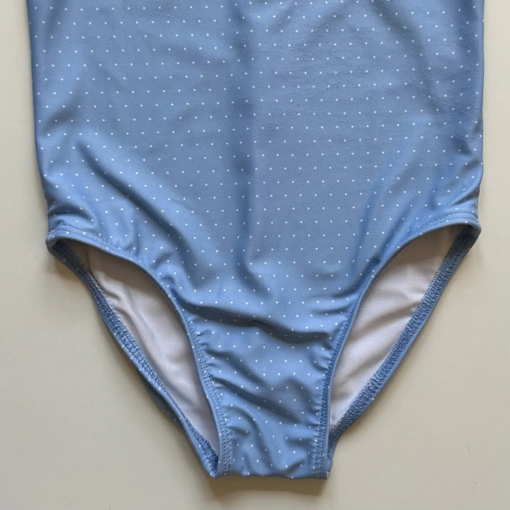 Minnow Girl's Mulberry Blue Dot Sailor One-Piece Swimsuit - Size 7/8T
